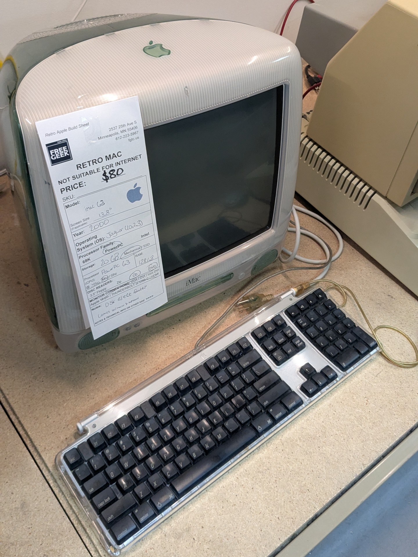 a sage green iMac G3.