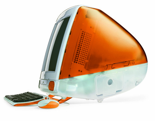 photo: a tangerine orange iMac G3